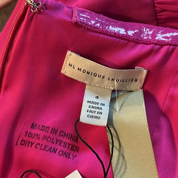 NWT Monique Lhuillier Pink Taffeta High Low Bubble Hem Strapless Gown Size 4 - Picture 11 of 13